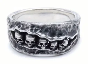 & Other Stories Men’s 5 Skull Design Vintage Look Adjustable Ring SZ 9-13 thumbnail 1
