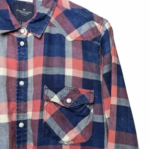American Eagle Boyfriend Fit Shirt Womens XL Plaid Snap Button Western Cowgirl thumbnail 7