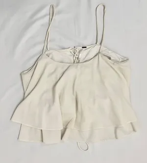Free People Tropical Wave Cream Lace Back Crop Tank Top - M thumbnail 4