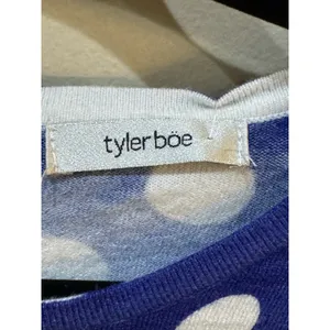 Tyler Boe Blue White Polka‎ Dot Lightweight Sweater Size 8 thumbnail 6