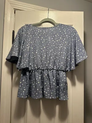 SheIn Blue and white polka dot top thumbnail 3