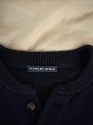 Brandy Melville Navy Crewneck Henley Sweater thumbnail 2