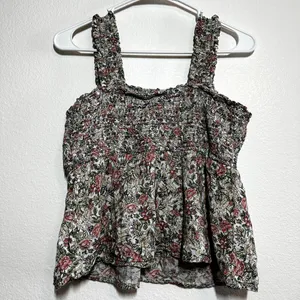 Old Navy Smocked Blouse Floral Print Sleeveless Ruffle Swing Multicolor Medium thumbnail 5
