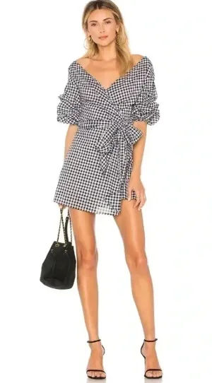 Lovers + Friends Gabriel Ruched Sleeve Wrap Mini Dress Size XS thumbnail 1