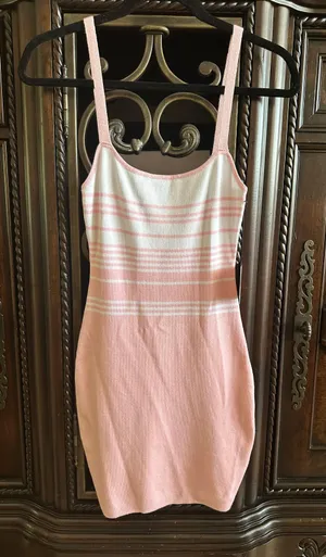 Revolve NWT Superdown Susie Pink & White Striped Knit Dress Size Small thumbnail 3