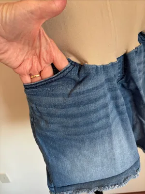 Indigo Blue Two-Tone High-Waist Maternity Shorts thumbnail 5