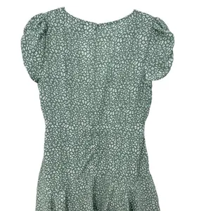 Princess Polly Green White Floral Print V‎ Neck Puff Sleeve Mini Dress Size 4 thumbnail 2