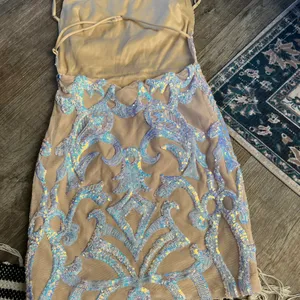 Lucy in the Sky Starstruck Strappy Dress in Nude Iridescence size small thumbnail 8
