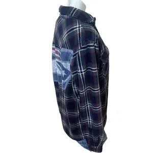 Patriots Plaid Flannel Shirt MEDIUM New England Fleece Shacket Football Tailgate thumbnail 4