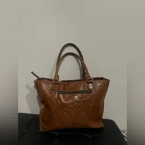 Patricia Nash Zancona Tooled Brown Leather Tote Reiti Wallet New With Tags $308 thumbnail 3