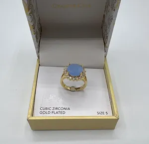 Charter Club Pave & Crystal Halo Ring in Gold/Blue Size 5 MSRP $30 NWT thumbnail 2