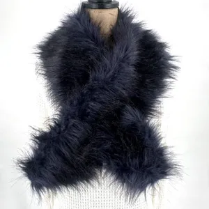 Club Monaco Faux Fur Pull Through Scarf Womens OS‎ Black Winter Collar Stole thumbnail 3