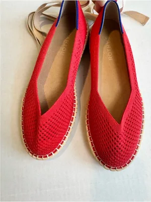 NWOT Rothy’s Red Hemp Espadrille Ballet Flats Size 11 thumbnail 3