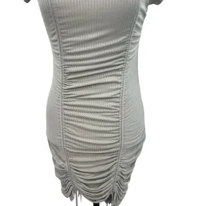 Urban Outfitters‎ Lioness Eyes For You Ruched Mini Dress Short Sleeve Gray XS thumbnail 5