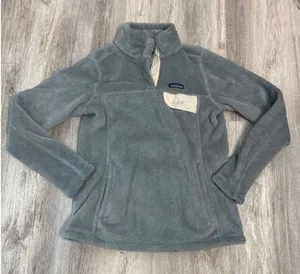 Patagonia Womens Re-Tool Snap-T‎ Fleece Pullover Grey Medium thumbnail 1
