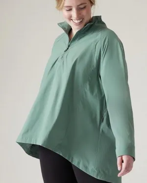 NEW Athleta L Advantage Poplin Top Teal Breathable Zip Pockets Ventilation Large thumbnail 4