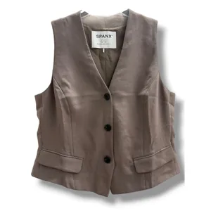 SPANX Carefree Crepe Vest Smoke Gray Womens Medium Tailored‎ Sleeveless Blazer thumbnail 3