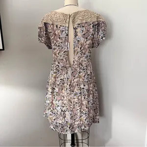 Free People Margot Ivory Printed Mini Dress with Lace Trim Size Extra Small $168 thumbnail 11