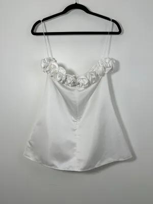 NWT WeWoreWhat Strapless A-Line Rose Mini Dress Duchess Satin Size 0 Formal thumbnail 5