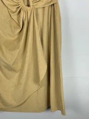 Tommy Bahama Dress M Clara Salina Tan Autumn Wedding Guest Faux Wrap Midi thumbnail 7