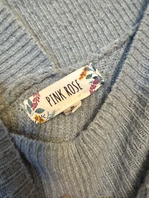 Pink Rose Comfy Blue V-neck Sweater thumbnail 4