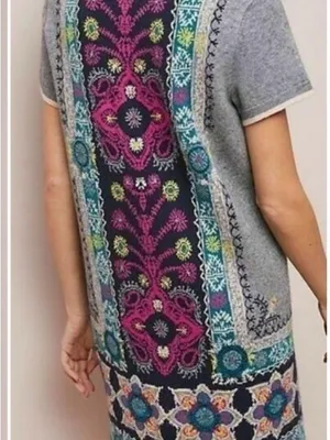 Anthropologie Akemi + Kin Kaleidoscope short-sleeve gray sweater dress gray S M thumbnail 2