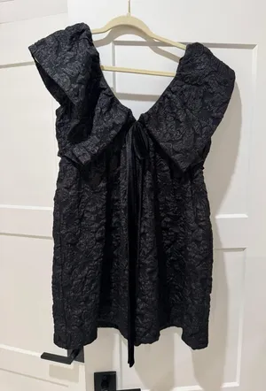 Sugarlips Arielle Jacquard Mini Babydoll Dress Black thumbnail 4