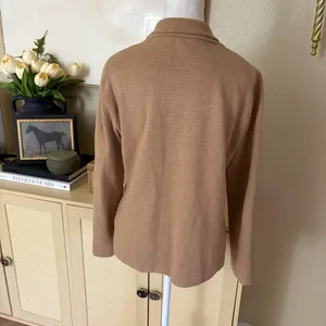J. CREW Tan Knit Cotton‎ Schoolboy Sweater Blazer Size Small thumbnail 3