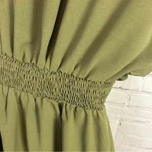 Grace Karin olive green high waisted fit and flare ruffle dress size Small retro thumbnail 2