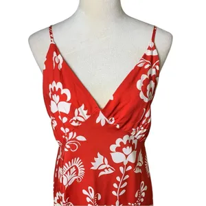 YAS Red Tropical Floral Boho Maxi Dress XL | Resort‎ Beach Vacation Sundress NWT thumbnail 2