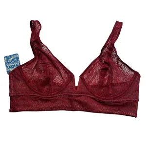 NEW‎ Intimately Free People Red Tameeka Underwire Lace Bra Berry Women's Small thumbnail 3