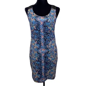 Free People Digital Damsel Floral Pixels Bodycon Strappy Dress in Neon Glow Sz M thumbnail 4