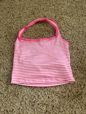 Pink and white striped tank thumbnail 2