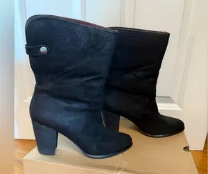 UGG Layna Women's Shearling Foldable Cuff Black Nubuck Boot 2-Wear Styles! 9 thumbnail 7