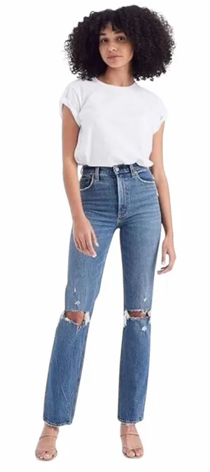 Abercrombie & Fitch The 90’s Straight Leg Ultra High Rise Distressed Jeans 28/6 thumbnail 1