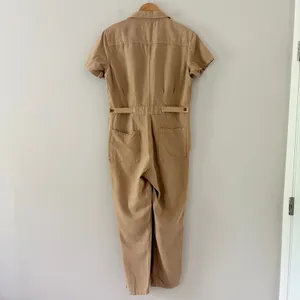 Outerknown S.E.A. Jumpsuit Coverall organic cotton linen blend tan Medium thumbnail 4
