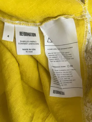 Reformation Women’s Square Neck Yellow Lace Tie Strap Sundress Mini Dress Rare thumbnail 7