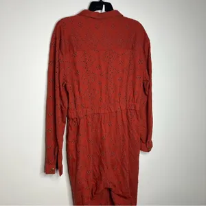 Free People rust colored eyelet‎ jumpsuit zip up size 4 thumbnail 8
