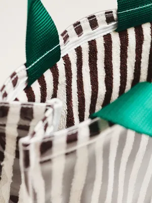 NWOT Anthropologie Coated Terry North South Small Tote Black, White & Green thumbnail 3
