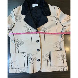 Robert Kitchen Suede Jacket Women's‎ Small Canada Coat Faux Fur Cream Trees thumbnail 9