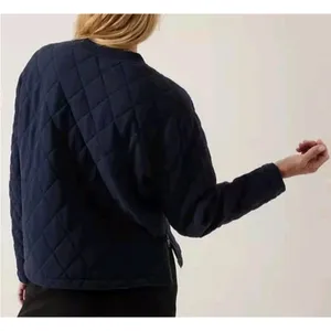 Athleta Sweatshirt Navy Blue Retroplush Quilted Crewneck Side Zippers size Small thumbnail 14