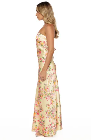 Beginning Boutique Maiah Yellow Bloom Maxi Dress thumbnail 2