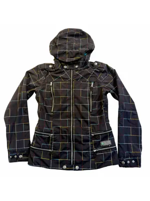 Burton Women’s Small - Y2K Snowboard Jacket Multicolor Plaid Grid Hooded thumbnail 3