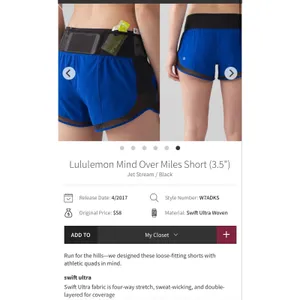 Lululemon Mind Over Miles Short (3.5") Jet Stream / Black 10 women thumbnail 10