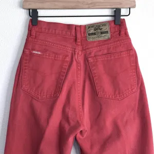 Vintage 90s JORDACHE 100% Cotton Red High Rise Jeans Sz 7/8 23” XS Butter mom thumbnail 2