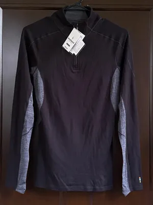 NWT SmartWool Sport 250 Merino Long Sleeve 1/4 Zip Top Black Grey Size Small thumbnail 3