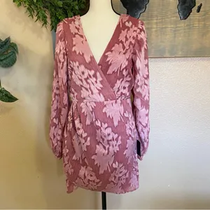 Lulus Meant to Shine Mauve Floral Jacquard Mini Dress - Size M thumbnail 4