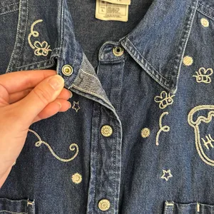 Rare Vintage Disney Store Winnie the Pooh Denim Vest Hunny Bees 90s Y2K‎ L thumbnail 5