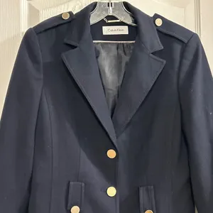 Calvin Klein‎ Womens Navy Military Style Blazer Jacket Gold Buttons thumbnail 9