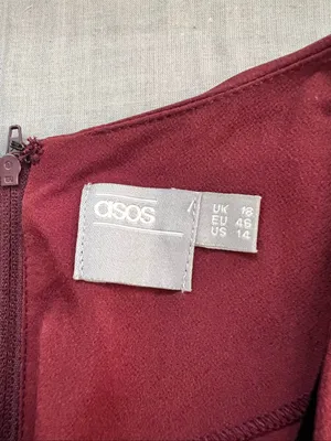 ASOS Oxblood Drape Front Pleated Short Cap Sleeve Midi Pencil Dress Size 14 thumbnail 7